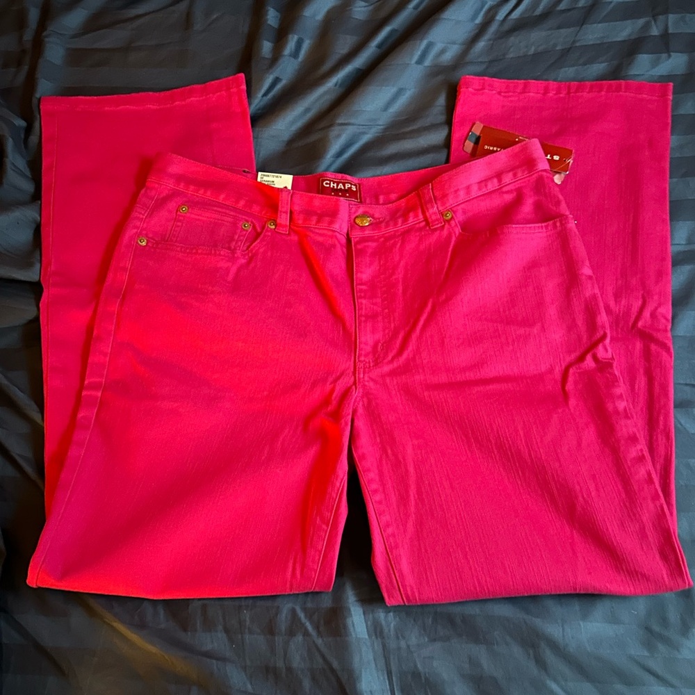 NWT Chaps Pink Denim Stretchy Straight Pants